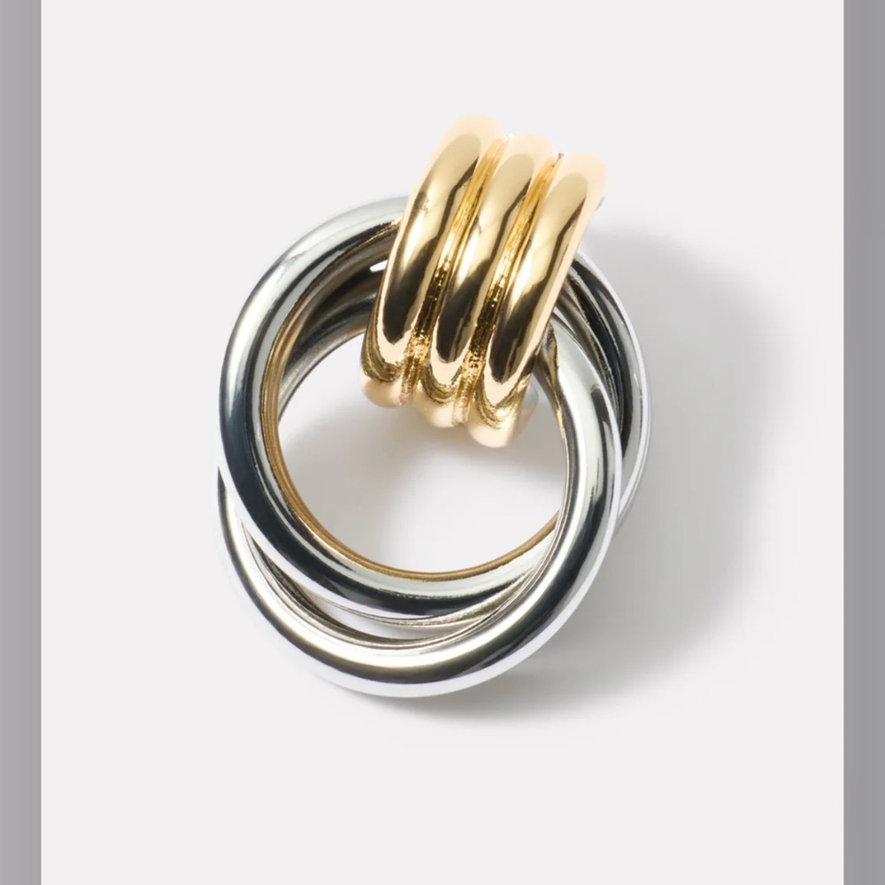 Evereve Vesta knocker Gold and Silver Tone Hoop Earrings - Picture 3 of 11
